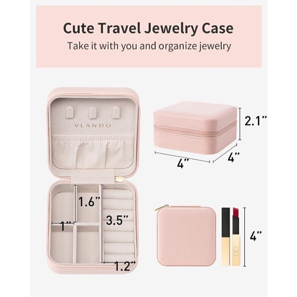 Vlando Travel Jewelry Case- Pink - Picture 5 of 11